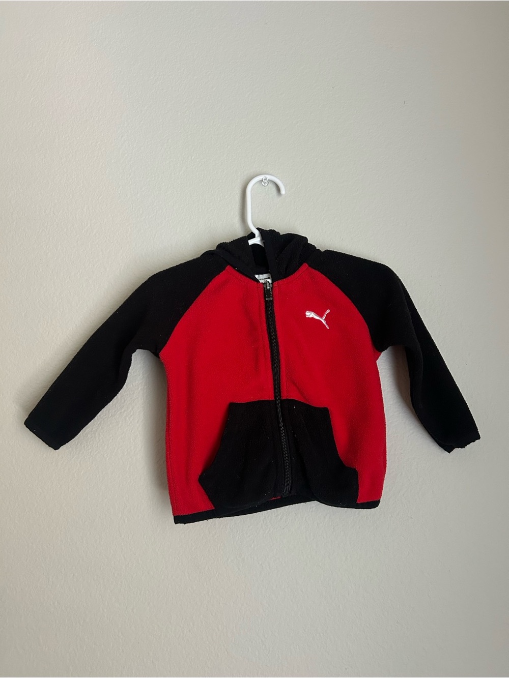 Puma Kids Red and Black Hooded Zip Sweatshirt